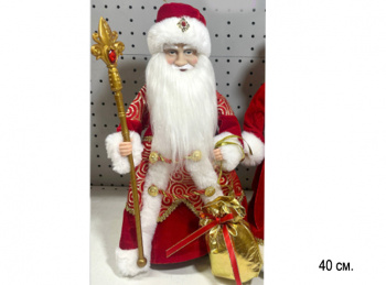Дед Мороз арт. DA77-16-601 В красно-золотистой шубке муз. 40 см в кор.