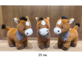 им Ослик арт. 209196 Коричневый с платочком на шее 25 см в пак.