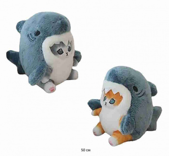 им Кот арт. YE230815-2 Цвета микс в костюме акулы 50 см в пак.)