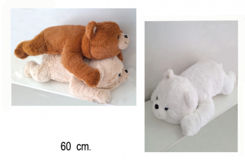 им Медведь арт. 9568/60 Лежит цвета микс 60 см в пак.