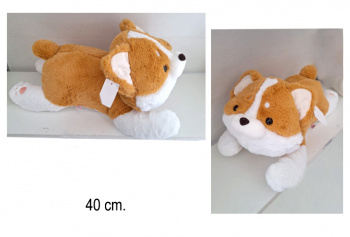 им Собака арт. 505/40 Бело-рыжая лежит 40 см в пак.