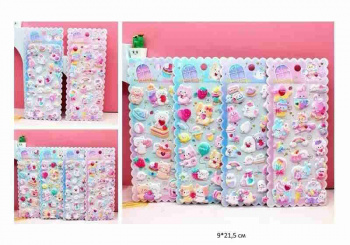 Наклейки арт. 321-209/SY-0237-1 Набор Зверюшки-вкусняшки ассорти объемные на листе