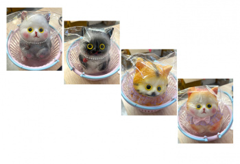 Антистресс арт. 212121 Кот 3D 14*10 см  большой в корзине цвета микс мальтоза в пак.) 