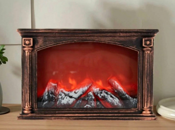 Фонарь Новогодний арт. SP51-2-502 "Мини камин" бронзовый, свет 32*20*10,5 см в кор.