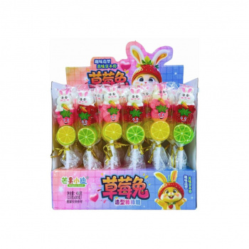 Конфета арт. 841999 Карамель на палочке "Зайка на фруктах" 15 г 30 шт. в кор.*