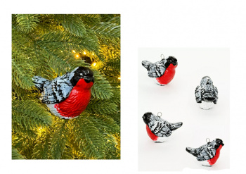Игрушка-подвеска арт. DF-188-601 Снегирь 9 см в пак. 