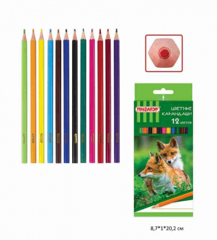 кс_Карандаши цветные арт. 181334 ПИФАГОР "ЛЕСНЫЕ ЖИТЕЛИ" 12 цветов шестигранные