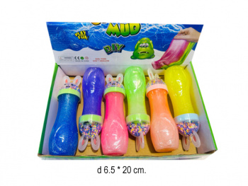 Лизун арт. 82584-16 Зайка с шариками колба блестки цвета микс (6 шт.) шоубокс•