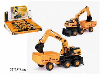 Экскаватор арт. RHX818 С отвалом, прицепом инерц. (8 шт.) шоубокс• Экскаватор арт. RHX818 С отвалом, прицепом инерц. (8 шт.) шоубокс•