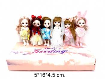 Кукла арт. XL001/0602 Шарнирная в нарядном платье ассорти (6 шт.) шоубокс_/100 шт./