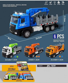 Машина инерц. арт. JKL-187F Грузовик с прицепом в ассортименте (6 шт.) шоубокс)