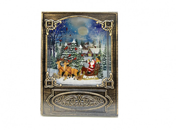 Фонарь Новогодний арт. 24023-502 Книга "Дед Мороз в санях" на бат. свет, USB в кор.