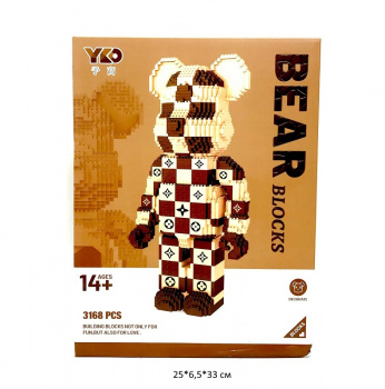 Конструктор арт. P2156 Микро Медведь шахматный 3168 дет. в кор._ Конструктор арт. P2156 Микро Медведь шахматный 3168 дет. в кор._