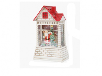 Фонарь Новогодний арт. 690818-1-502 "Дед Мороз у елки" на батар. 13 см в кор.