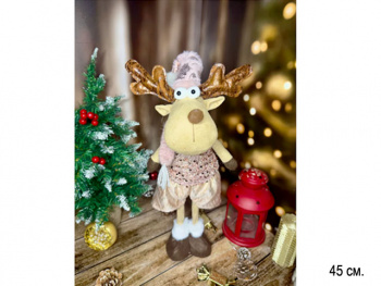 им Олень арт. W6813AB-1-601 Мальчик в розовом костюме с пайетками 45 см в пак.