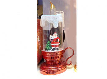 Фонарь Новогодний арт. 690811-1-502 "Дед Мороз с белой елочкой" на батар. 16 см в кор.