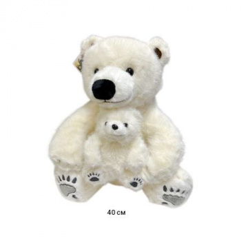 им Медведь арт. 789-10-45-2 Белый сидит с малышом 40 см в пак._