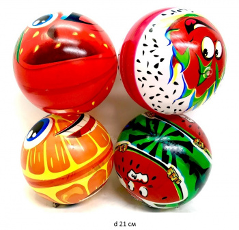 Мяч резин. арт. GD004 "Фруктик" ассорти d 21 см (10 шт.) в пак._