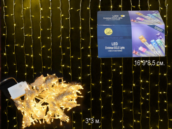 Гирлянда электр. арт. 314-33-501 Штора, теплый свет, 3х3 м в кор. Гирлянда электр. арт. 314-33-501 Штора, теплый свет, 3х3 м в кор.