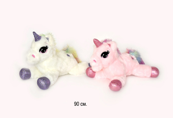 им Единорог арт. 230003/90 Пушистый лежит звезды 90 см в пак.