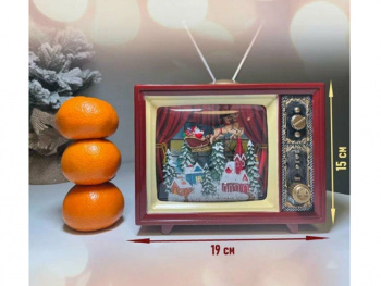 Сувенир Новогодний арт. 9181A4-1-601 Телевизор "Полет Деда Мороза" свет 15*19 см в кор.