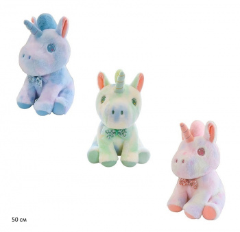 им Единорог арт. 1040-8-811 Радужный с бантом-бабочкой цвета микс 50 см в пак.