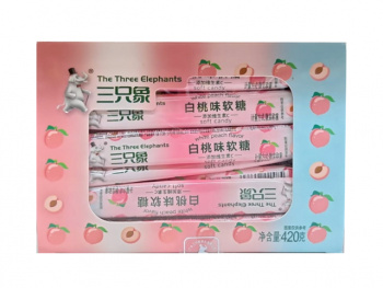 Конфета арт. 440114/440084 Жевательная "Три слона" "Белый персик" 30 шт. 420 г упаковка