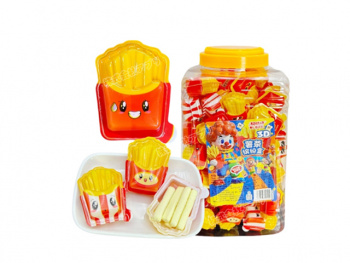 Конфета арт. 890104 Жевательная "Картофель фри" вкусы микс 100 шт. в банке*