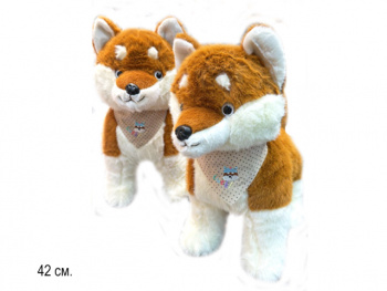 им Собака арт. 209421 Бело-рыжая сидит 42 см в пак.