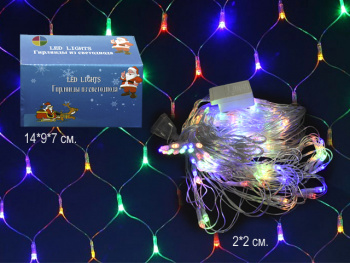 Гирлянда электр. арт. 0062-7-501 Сетка цветная, 2х2 м в кор.