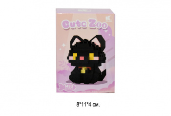 Конструктор арт. M83-805 Микро Кот черный с медальоном 114 дет. в кор.