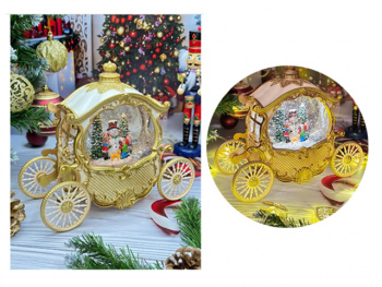 Фонарь Новогодний арт. 23031C-601 "Снеговик и дети" свет, музыка, USB в кор.