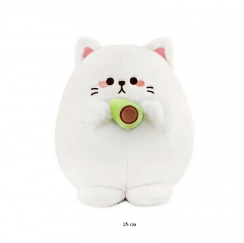 им Кот арт. 2400401-13-1 Белый толстячок с авокадо 25 см в пак.)