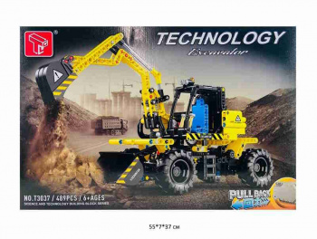 Конструктор арт. T3037 Экскаватор-погрузчик инерц. 489 дет. в кор.~