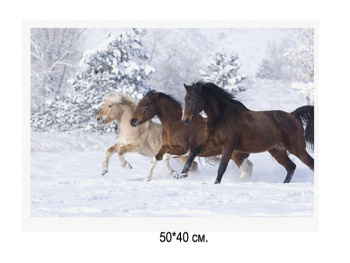 Алмазная мозаика арт. GLE73389 Лошади 40*50 полная выкладка на подрамнике