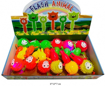 Мяч Антистресс арт. DYT-28/2210-3-24 Обезьяна цвета микс свет на резинке (12 шт.) шоубокс•=