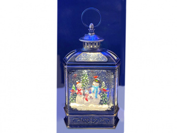 Фонарь Новогодний арт. 9181-9-3-601 "Снеговики" свет 23 см в кор.