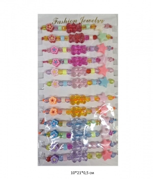 Браслет арт. 02613-8 Медведь яркие бусины ассорти 12 шт. в пак.