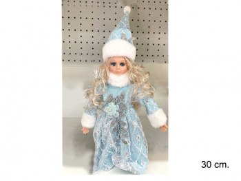 Снегурочка арт. 23C32-12-601 В голубой шубке с цветком 30 см в кор. Снегурочка арт. 23C32-12-601 В голубой шубке с цветком 30 см в кор.
