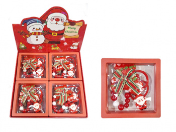 Набор украшений арт. 947-2-709 "Дед мороз и лента" резинки+браслет в кор. (12 шт.)