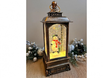 Фонарь Новогодний арт. DS018-1-601 "Хоровод. Снеговик" свет 20 см в кор.