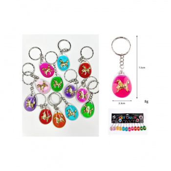 Брелок арт. GH-44-709/GK-7944 Лошадь золотая в смоле цвета микс 12 шт. на листе