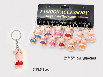 Брелок арт. 005-1 Коровка в сарафанчике (12 шт.) в пак.