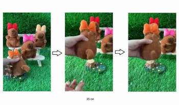 им Капибара арт. 25311-2 С бантом на голове цвета микс, машет хвостом брелок 15 см в пак.)