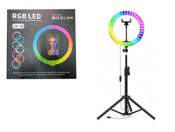 Кольцо осветитель арт. 3D-36 RGB LED d 36 см со штативом в кор. Кольцо осветитель арт. 3D-36 RGB LED d 36 см со штативом в кор.
