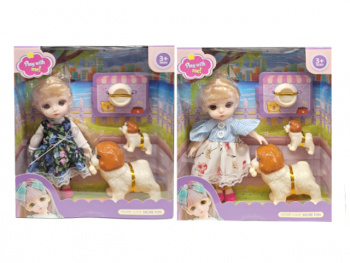 Кукла арт. 1801 Шарнирная с 2 питомцами в ассортименте в кор.=