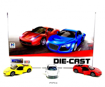 Модель металл. арт. 812C Спорткар цвета микс (12 шт.) шоубокс_